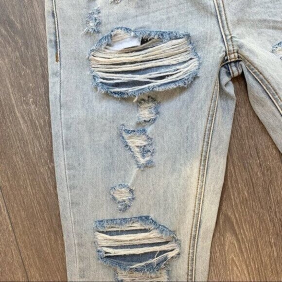 Free People One Teaspoon Awesome Baggies Jeans Straight leg Frayed Light Wash - Picture 7 of 16